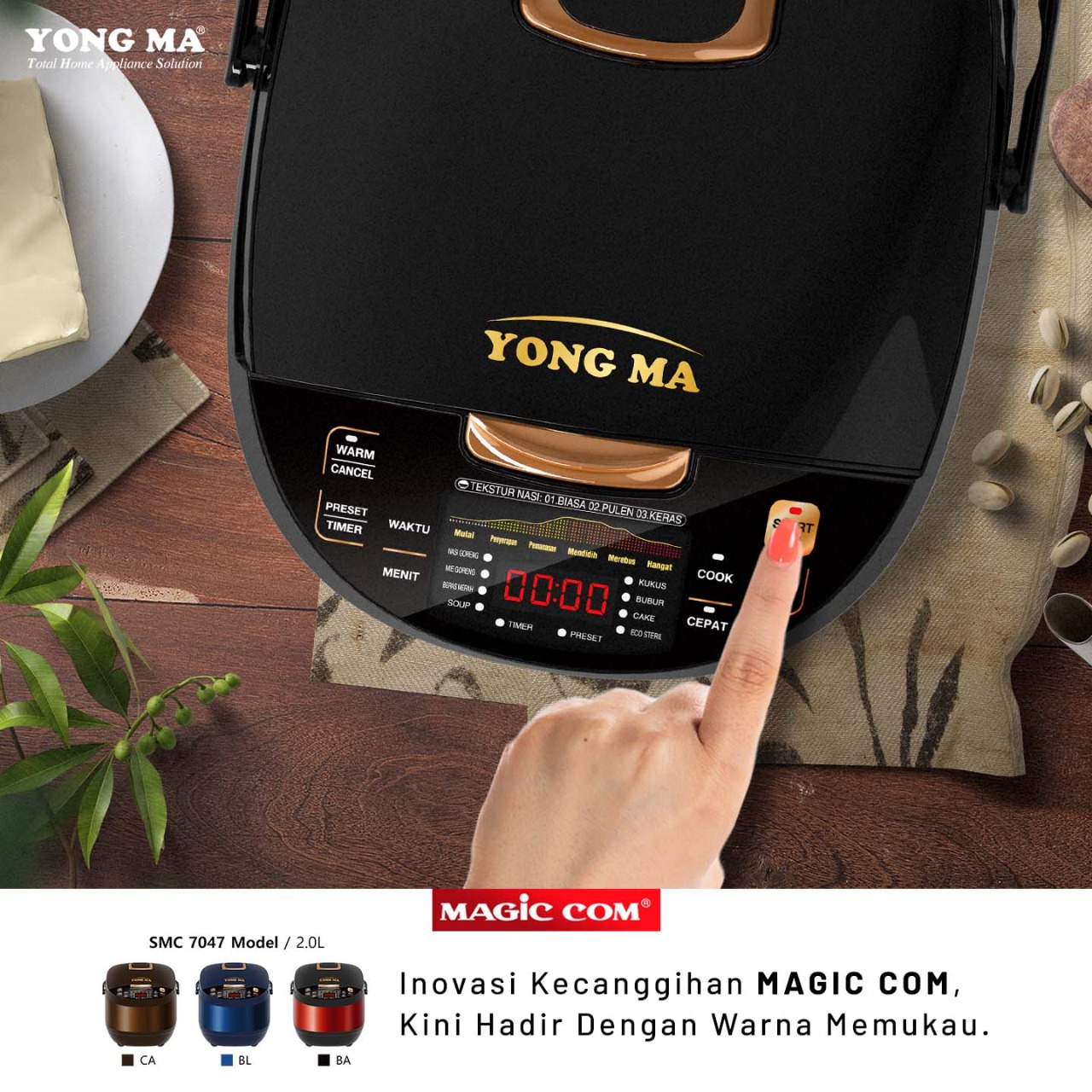 Yong Ma Digital Rice Cooker 2L - SMC7047N | SMC-7047N Hitam Merah